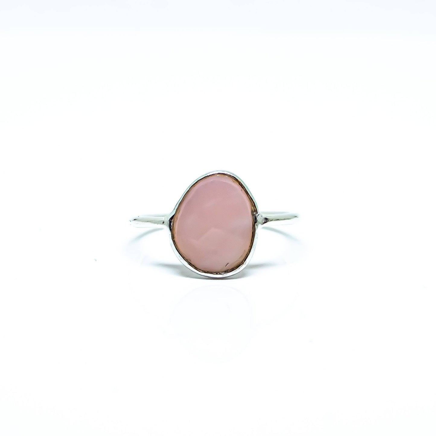 Pink Opal Ring Sterling Silver Faceted