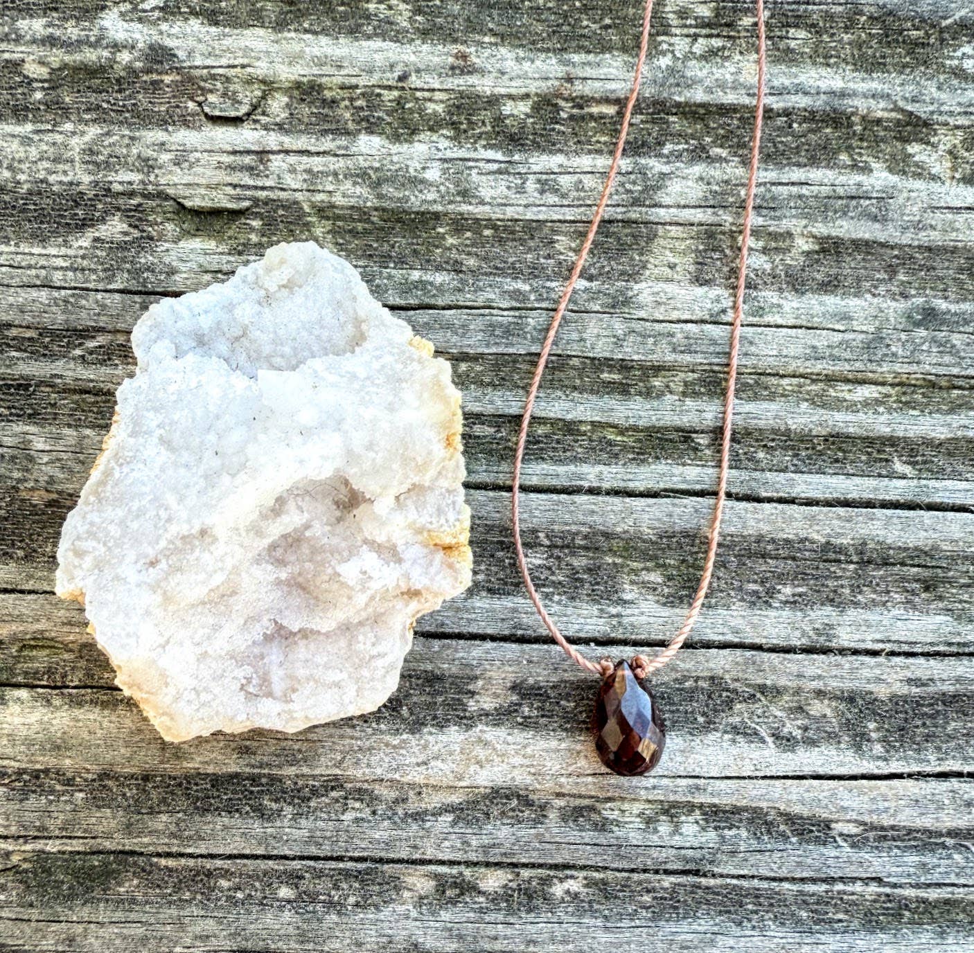 Garnet Briolette Cord Necklace