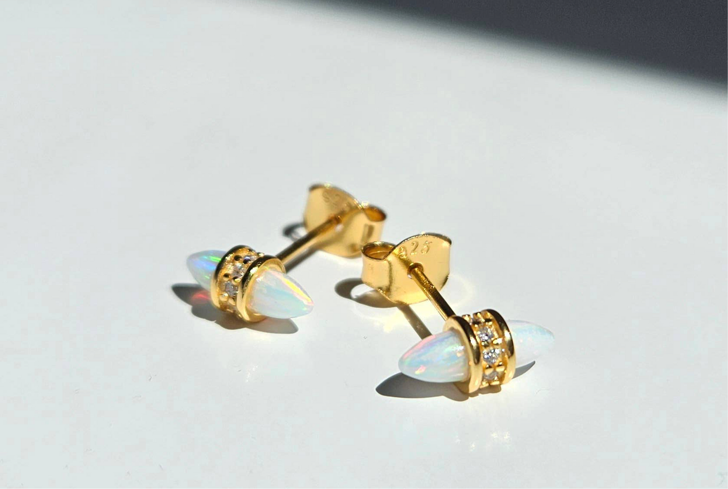DAINTY OPAL STUD EARRINGS
