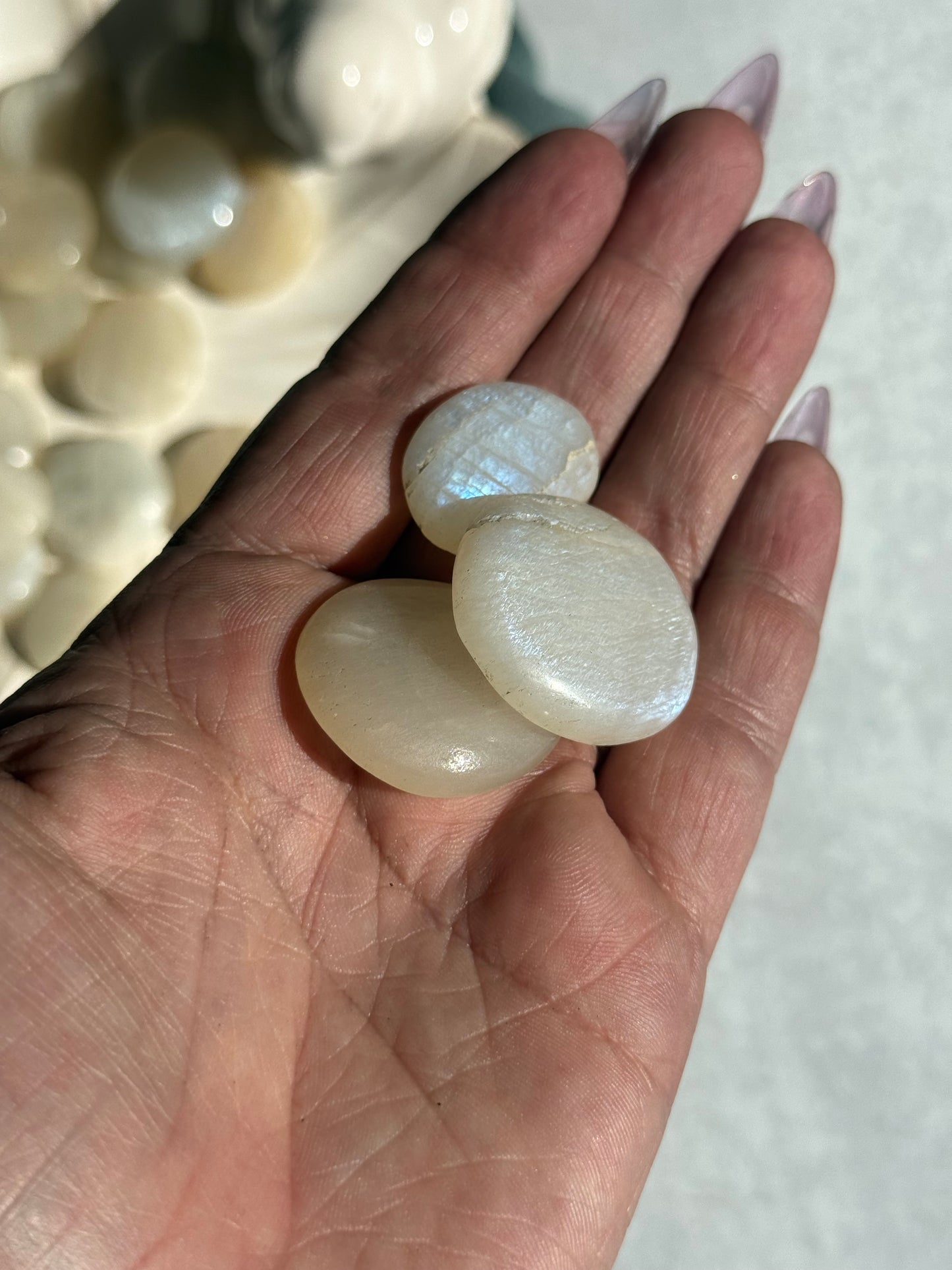 African White Moonstone Mini Palmstone