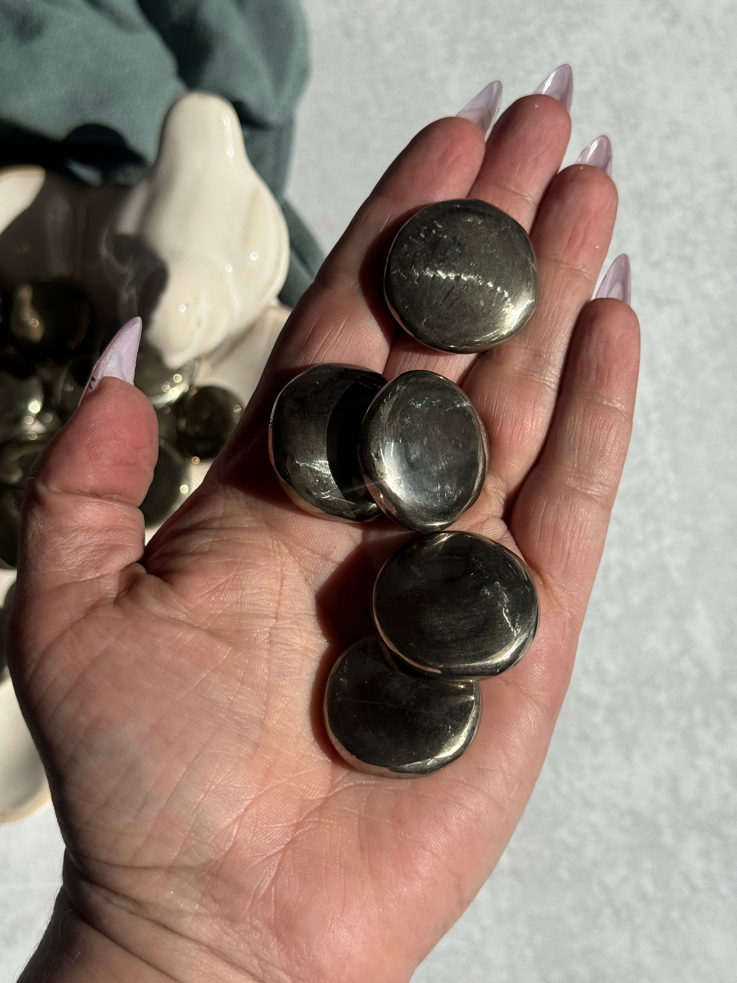 Indian Polished Pyrite Mini Palmstone