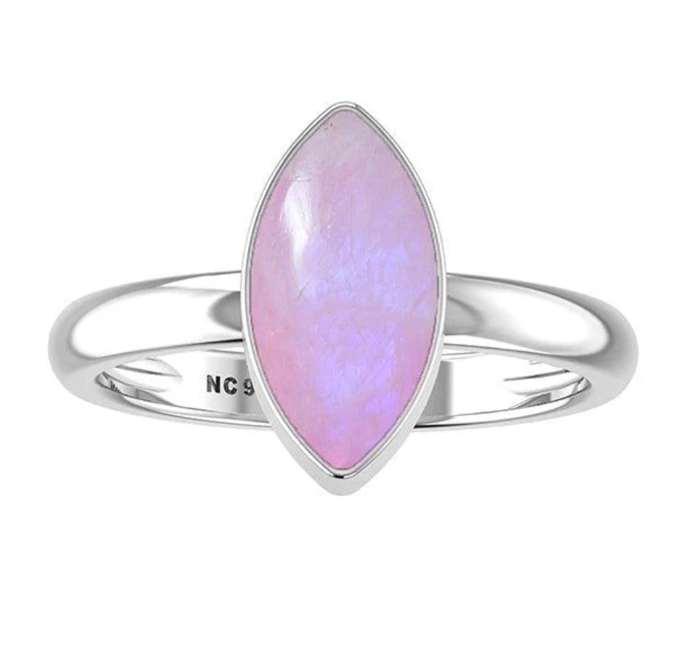 Marquis Cut Pink Moonstone Ring