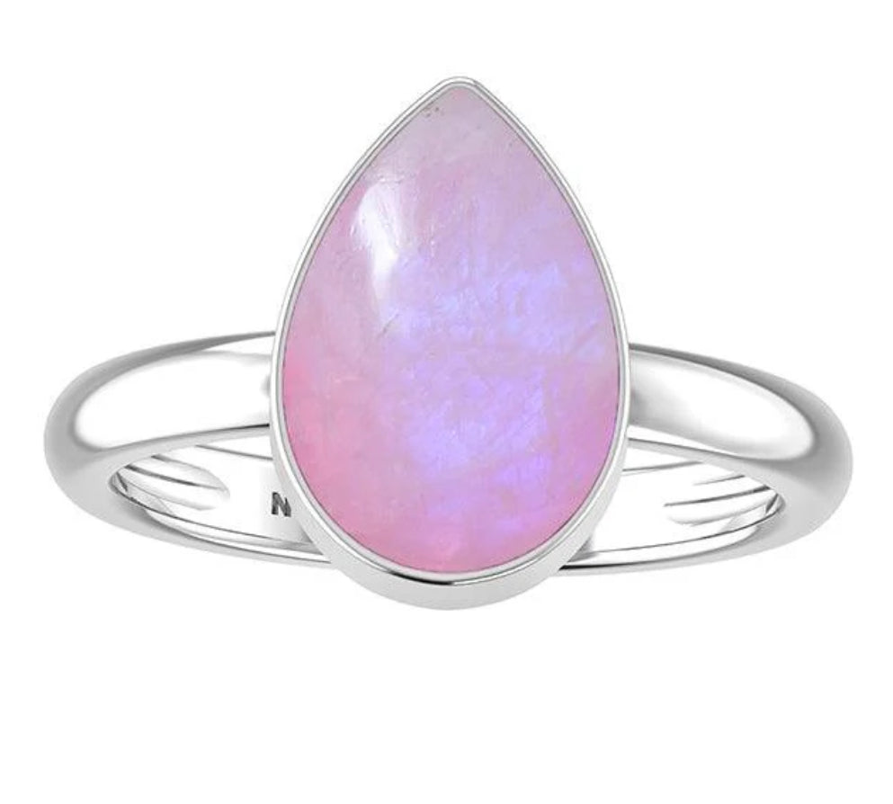 Teardrop Pink Moonstone Ring