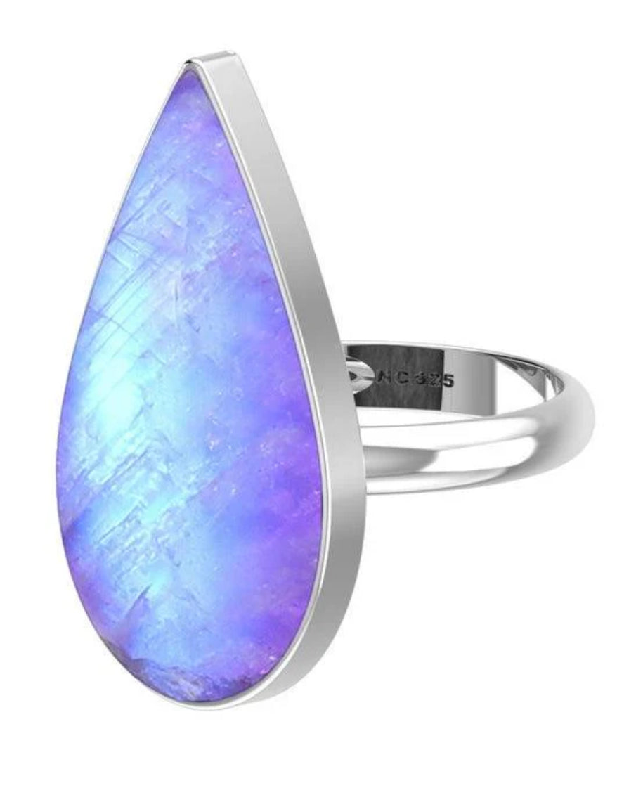 Purple Moonstone Teardrop Ring