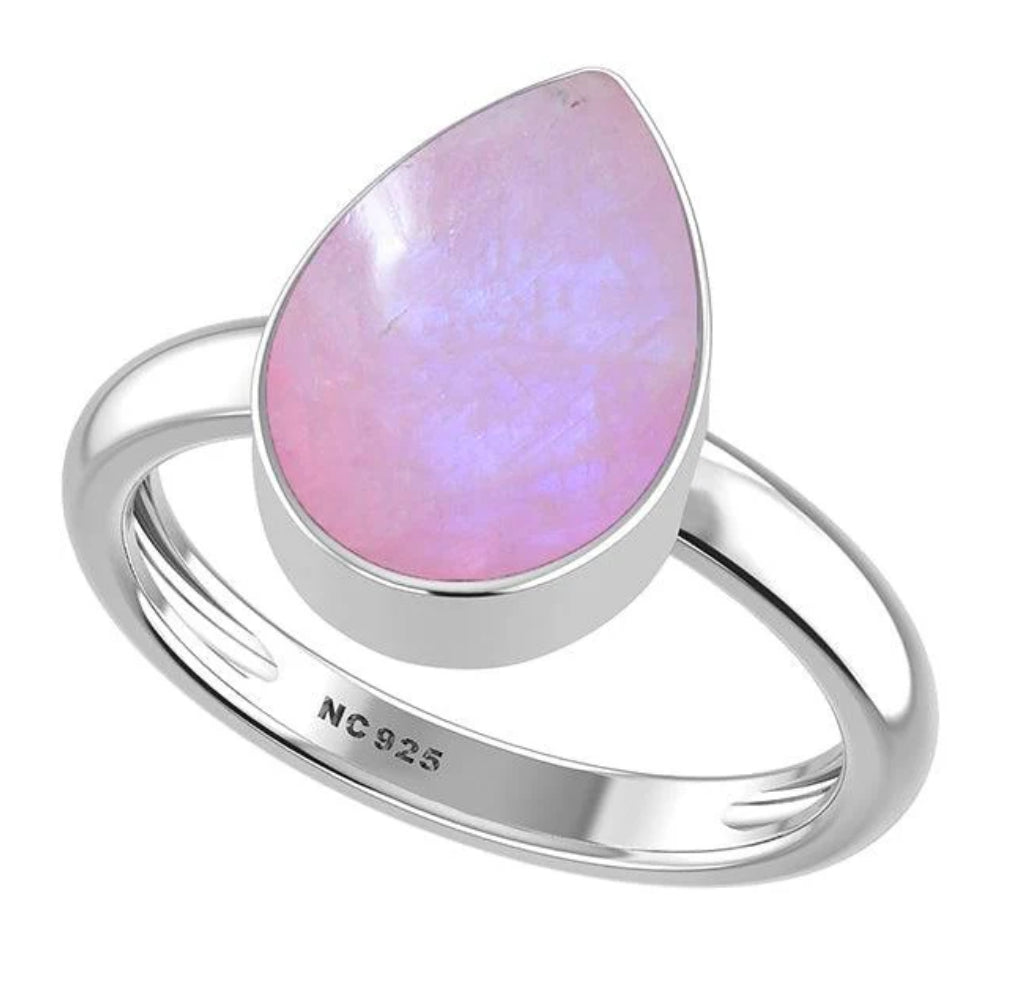 Teardrop Pink Moonstone Ring