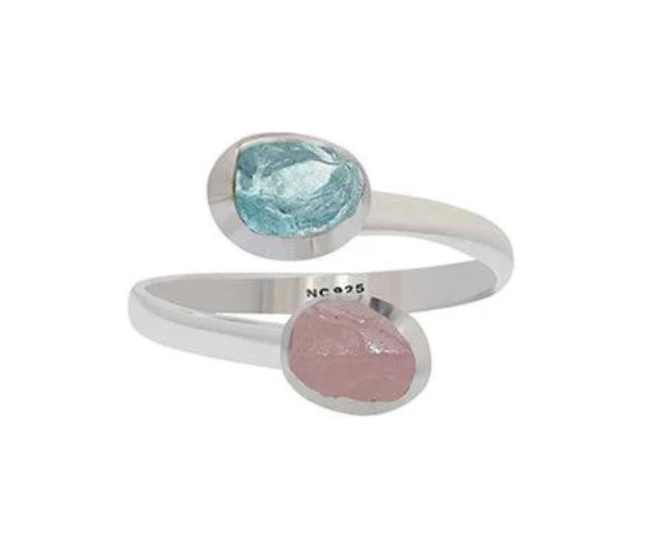 Raw Morganite & Aquamarine Ring
