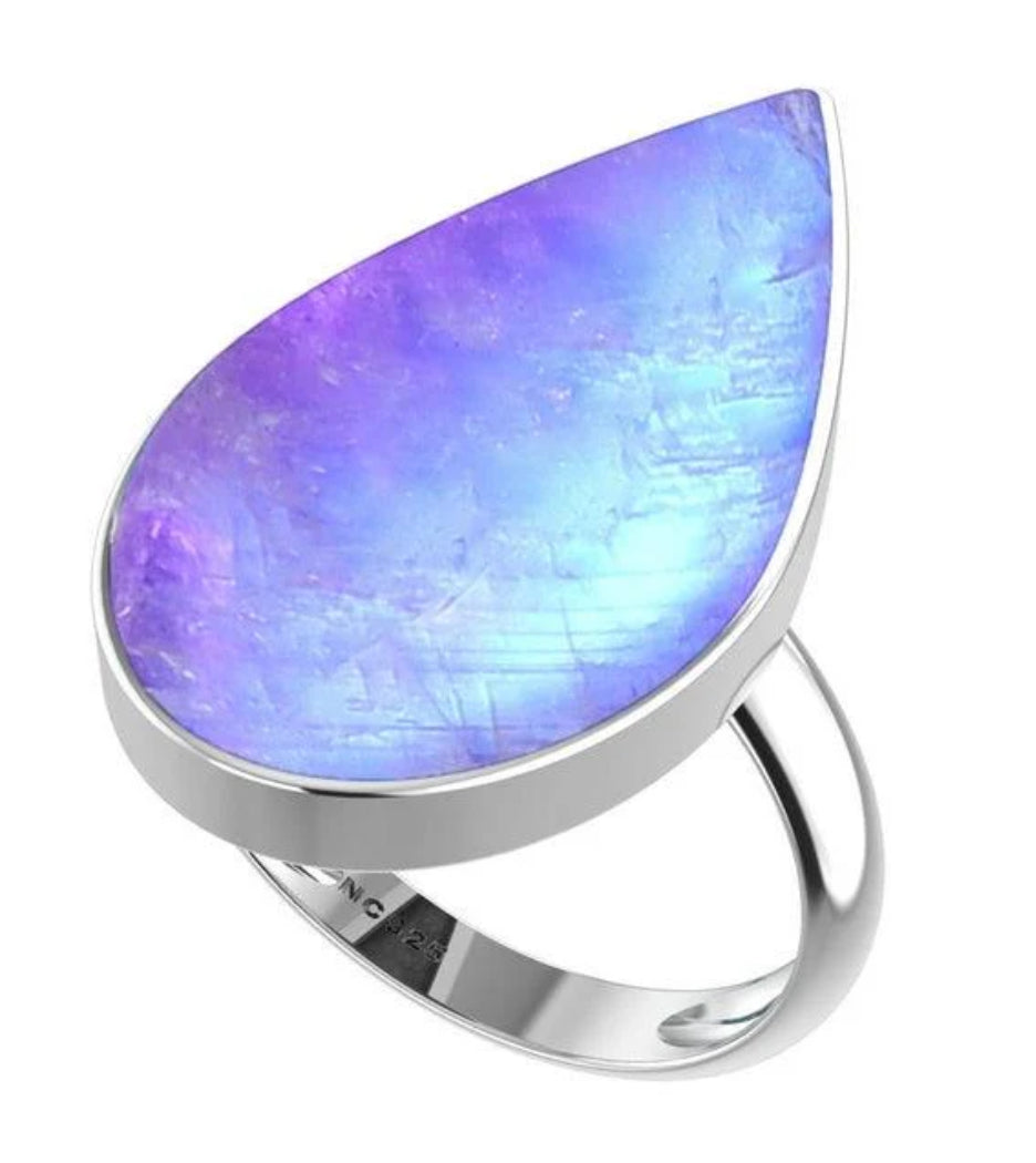 Purple Moonstone Teardrop Ring