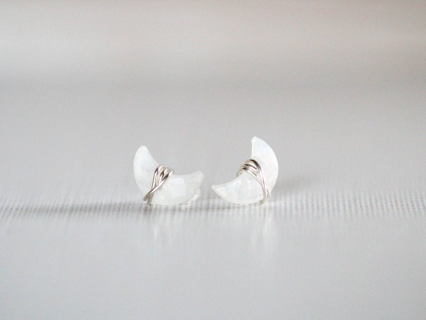 Moonbeam + Stardust Studs - Moonstone