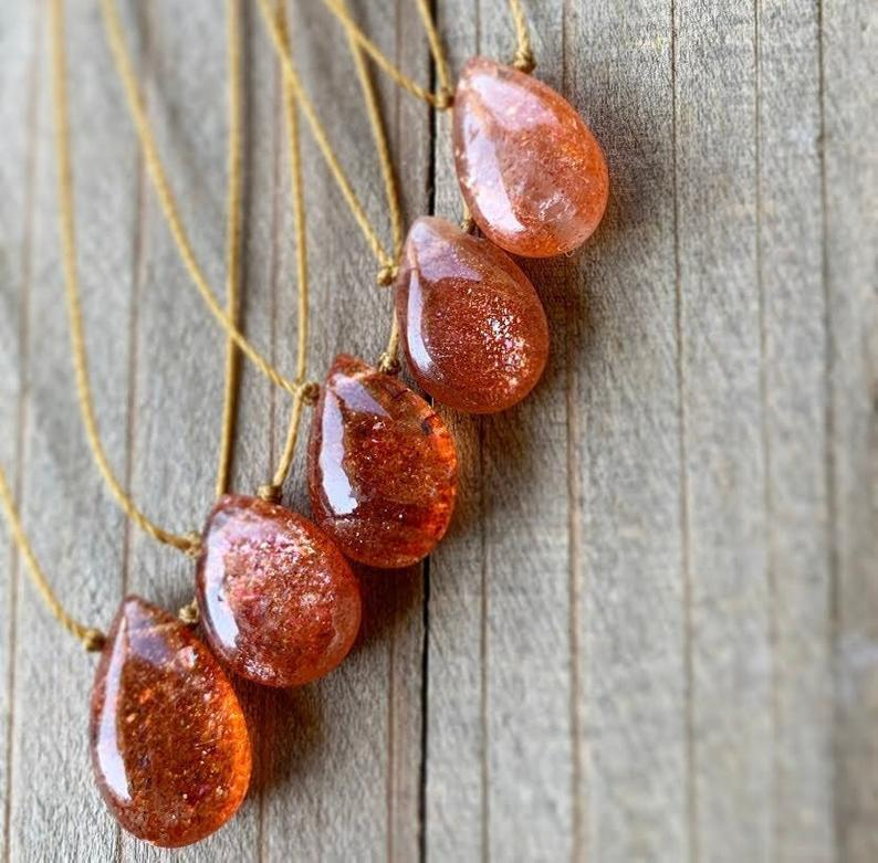 Sunstone Teardrop Necklace