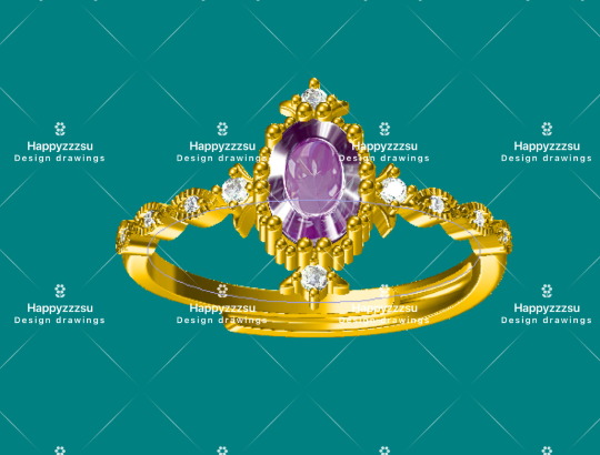 925 Sterling Silver Gold Plated Amethyst Ring
