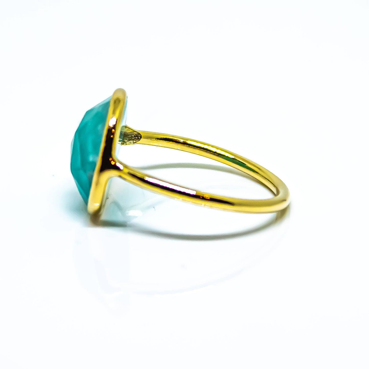 Amazonite Abstract Ring Sterling Silver 18K Gold Micron