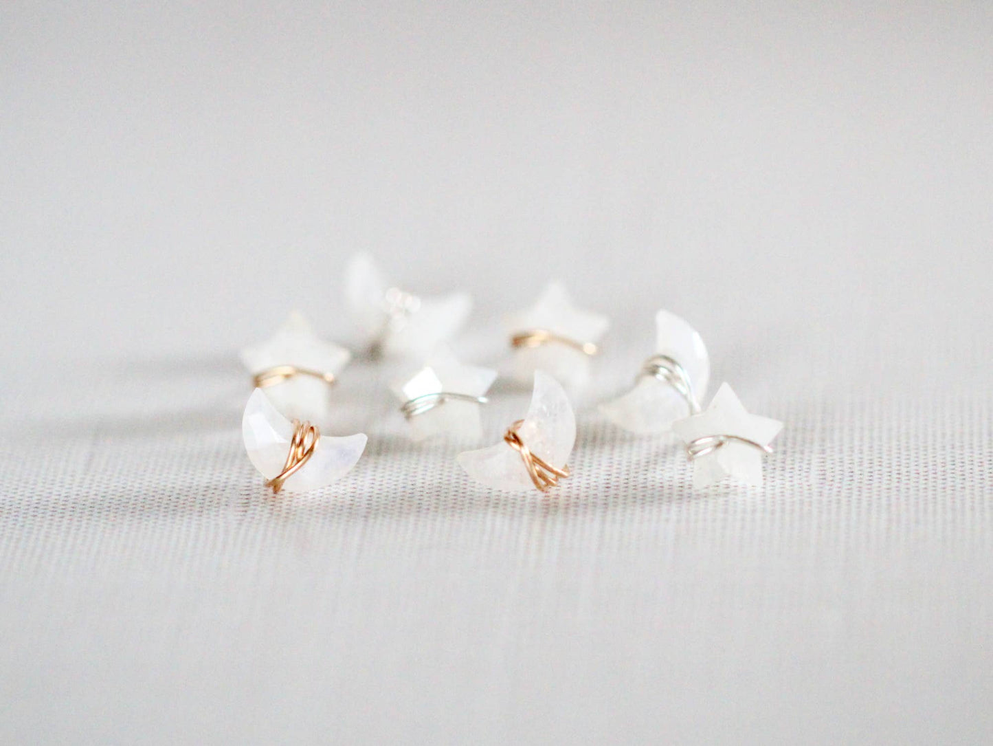 Moonbeam + Stardust Studs - Moonstone