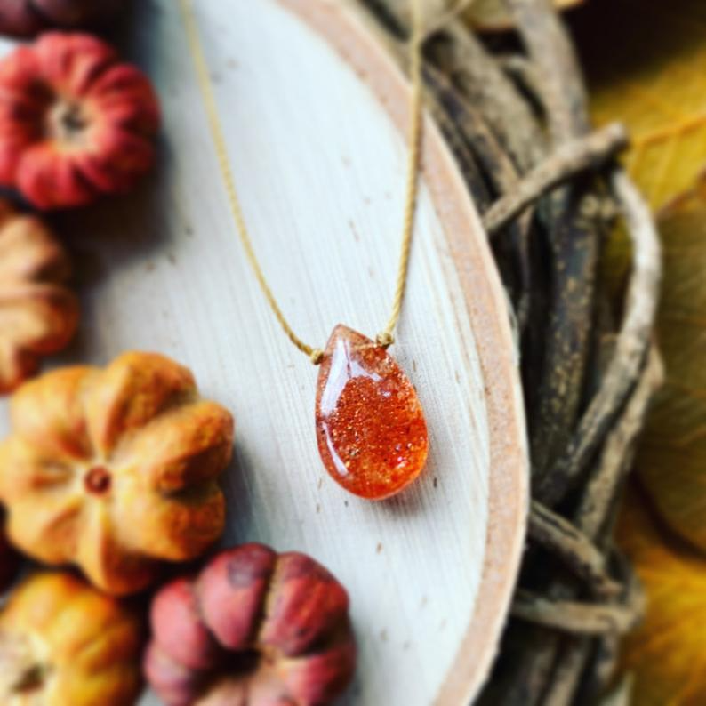 Sunstone Teardrop Necklace