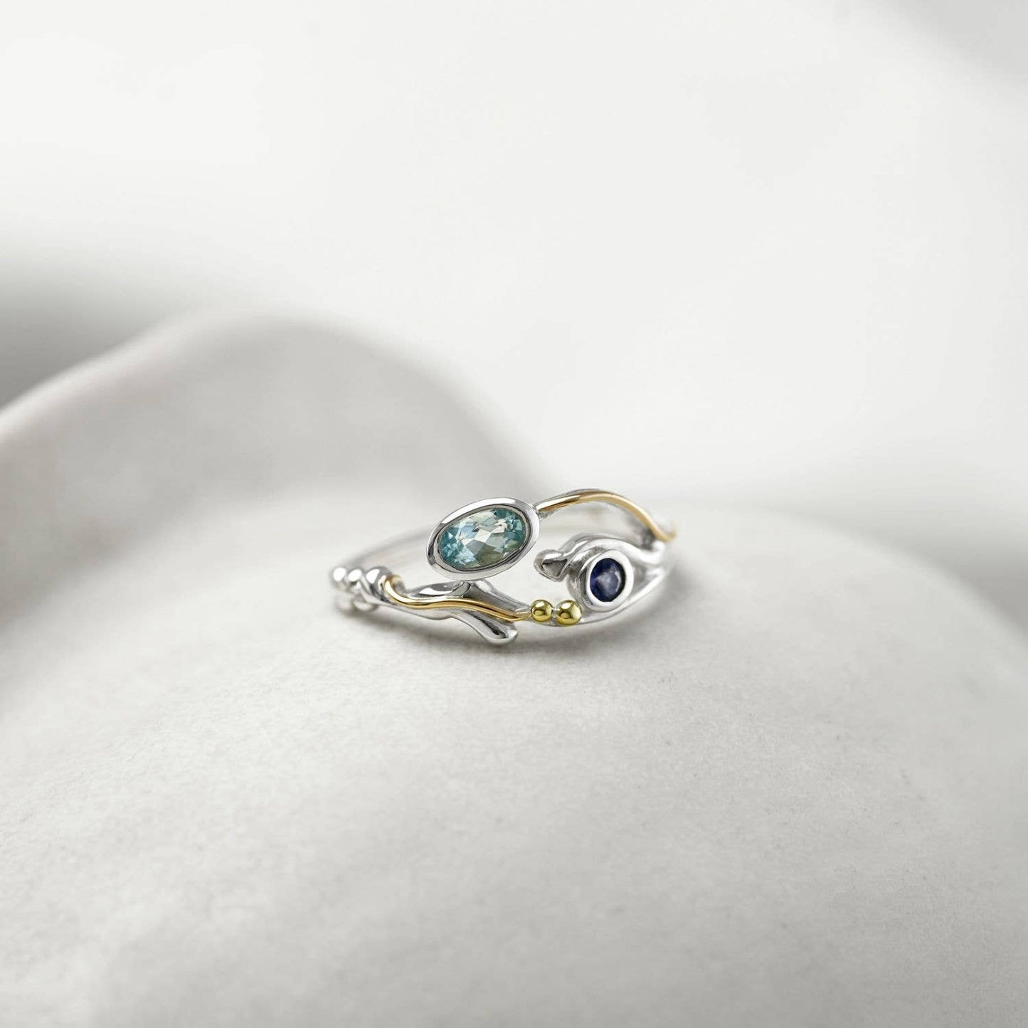 Handmade Sterling Silver Iolite and Blue Topaz Ring
