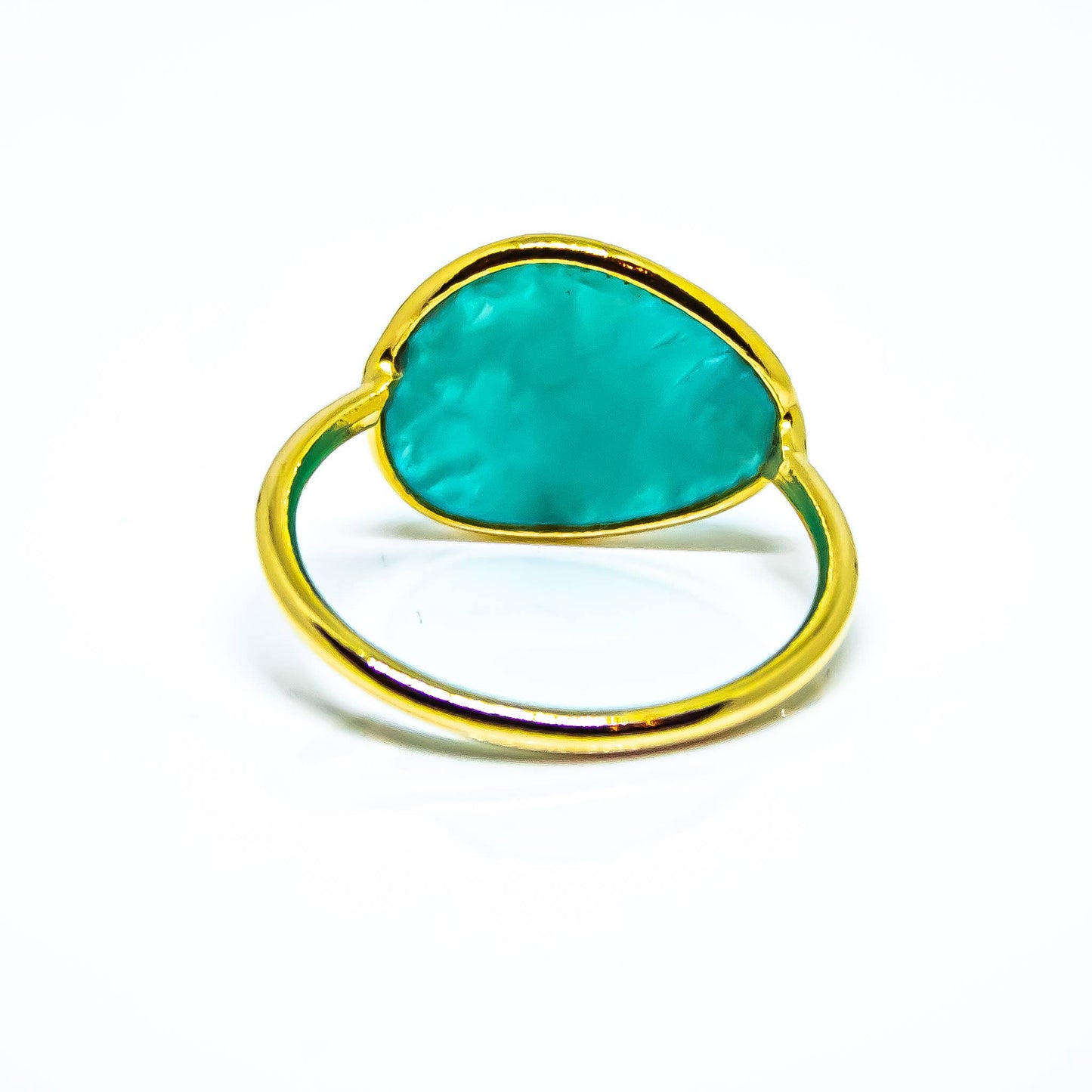 Amazonite Abstract Ring Sterling Silver 18K Gold Micron