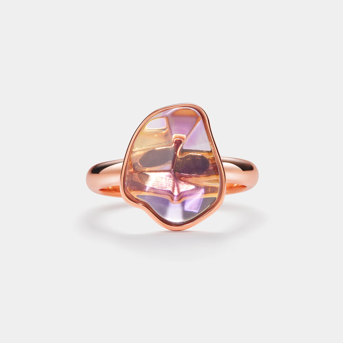 Natural Purple Amethyst Crystal Ring in 925 Sterling Silver
