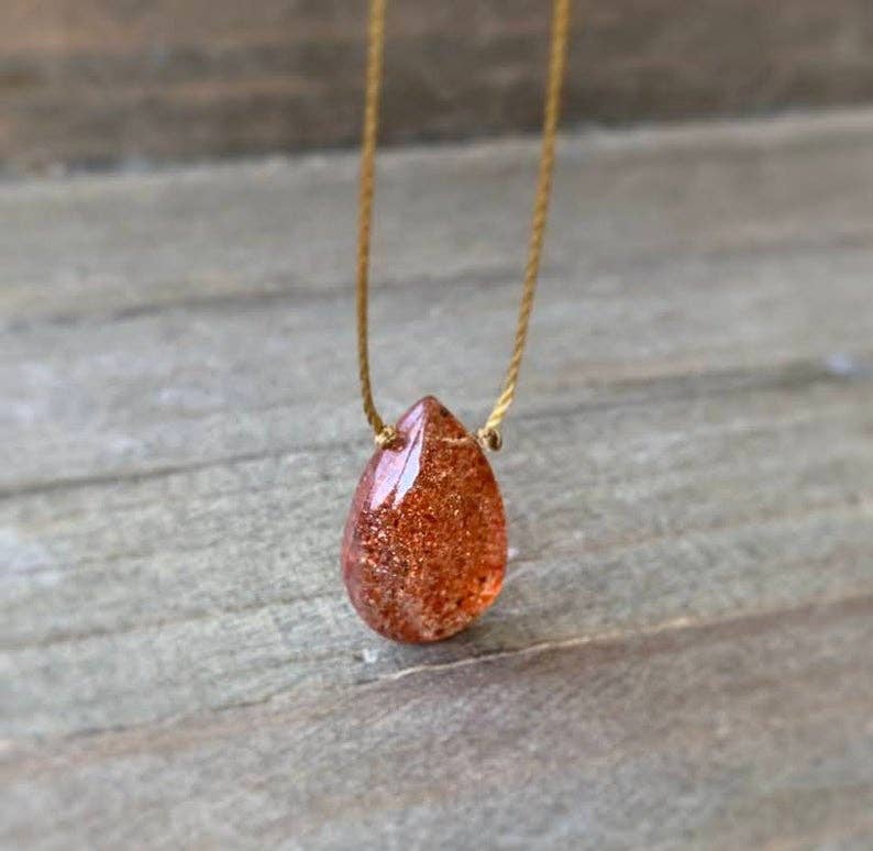 Sunstone Teardrop Necklace