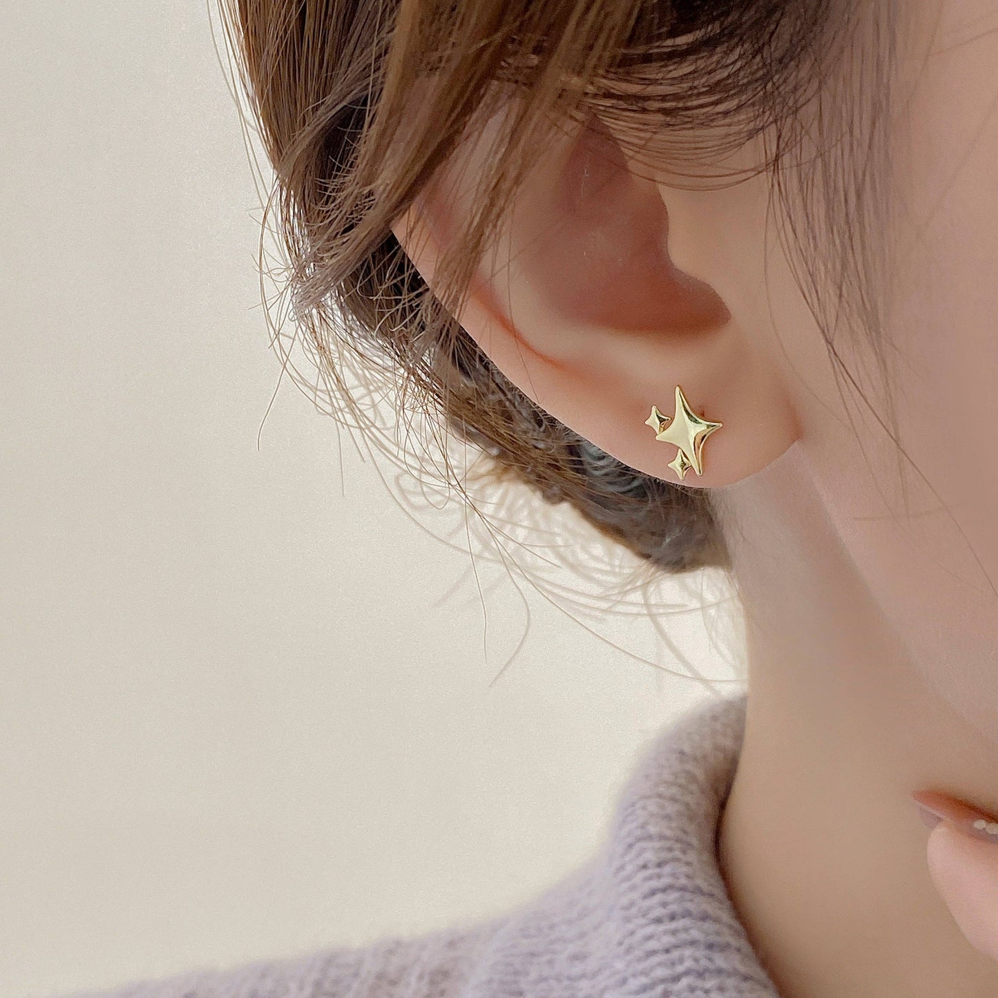 Sterling Silver Star Stud Earrings
