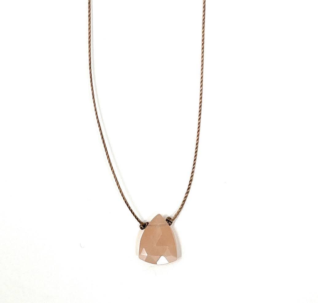 Peach Moonstone Faceted Trillion Cord Necklace