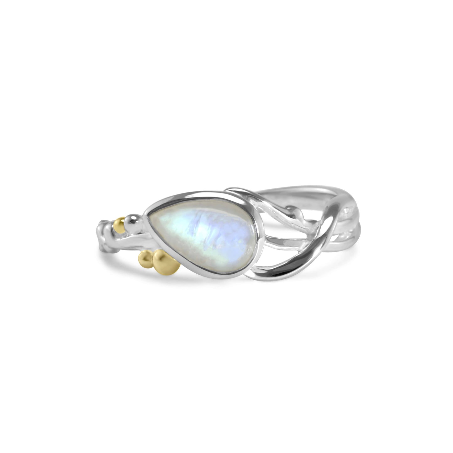 Handmade Sterling Silver Teardrop Rainbow Moonstone Ring