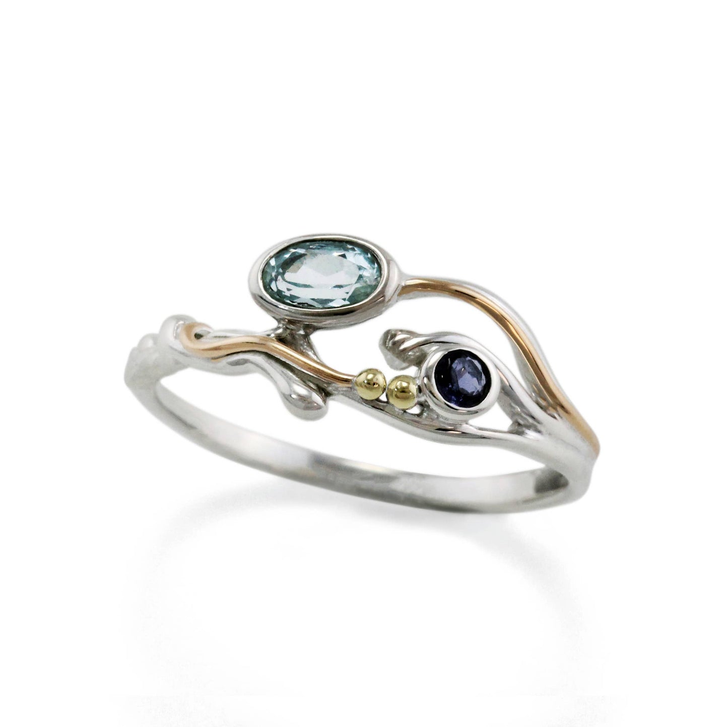 Handmade Sterling Silver Iolite and Blue Topaz Ring