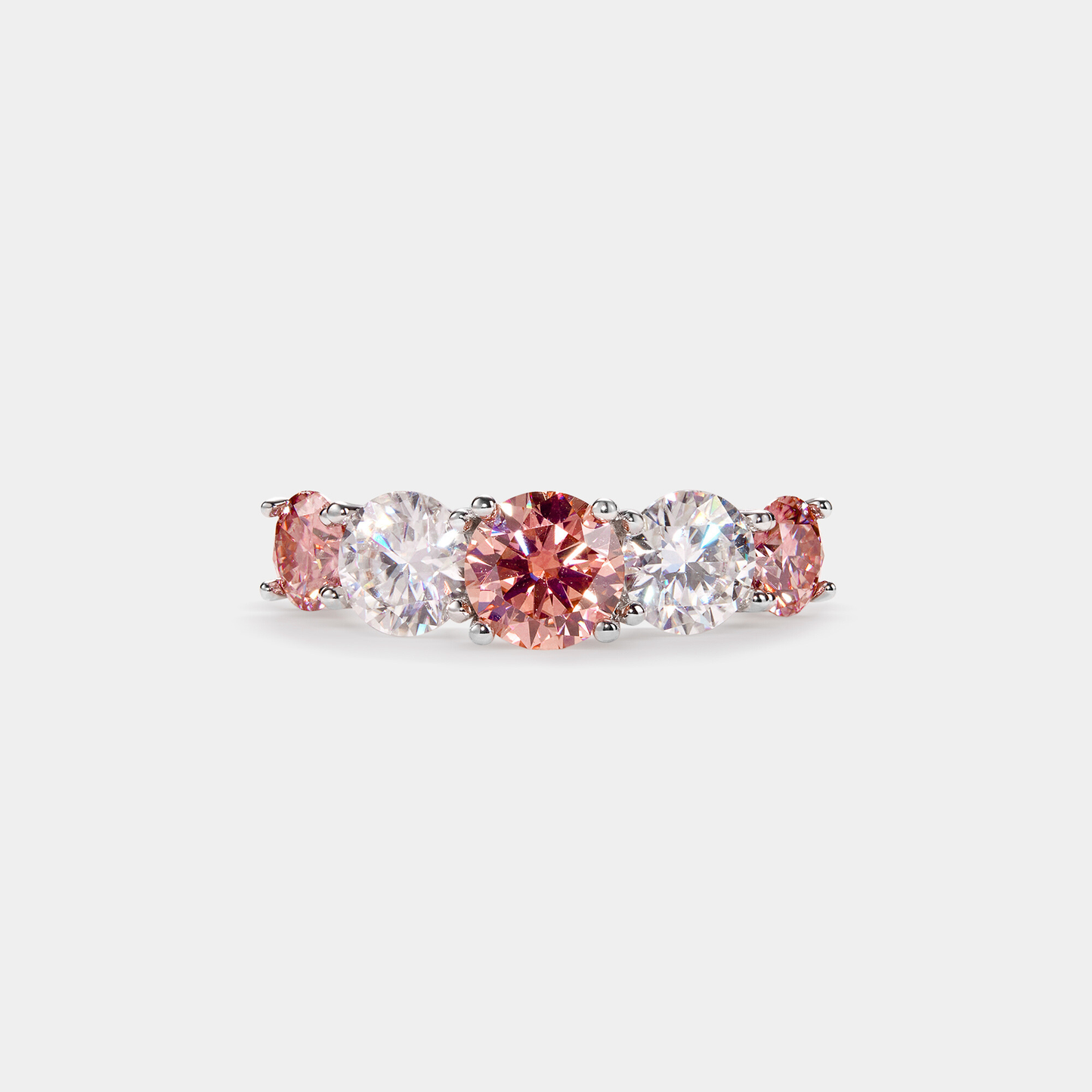 Lab Created Colored Moissanite Eternity Band in Platinum Plated O/Sterling Silver 925
