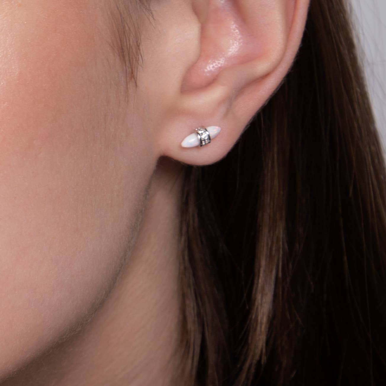 DAINTY OPAL STUD EARRINGS