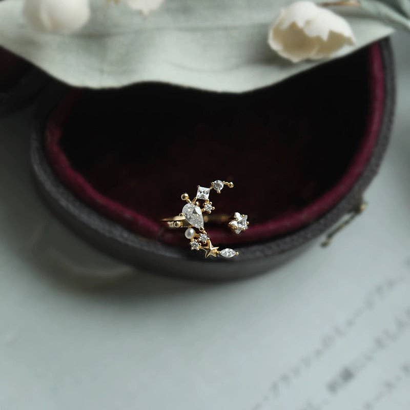 Sterling Silver Star and Moon Ring