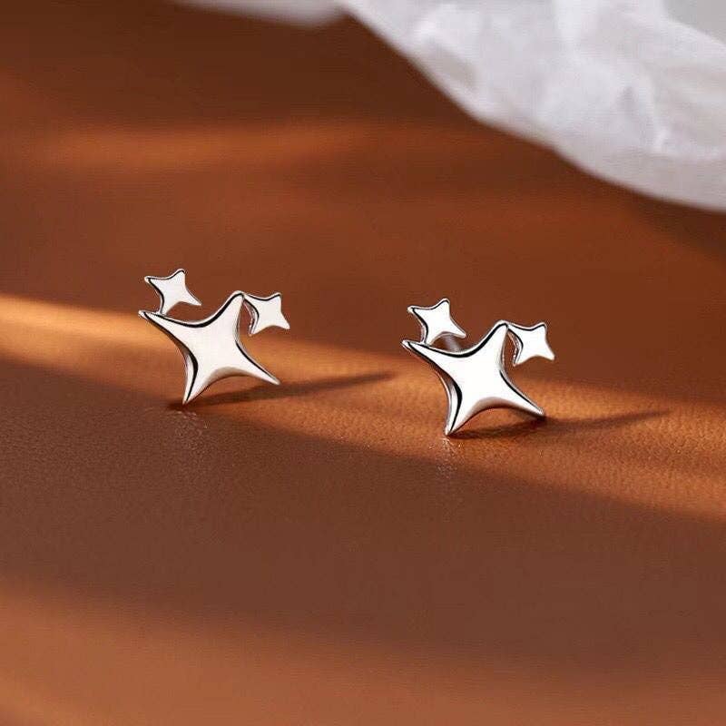 Sterling Silver Star Stud Earrings