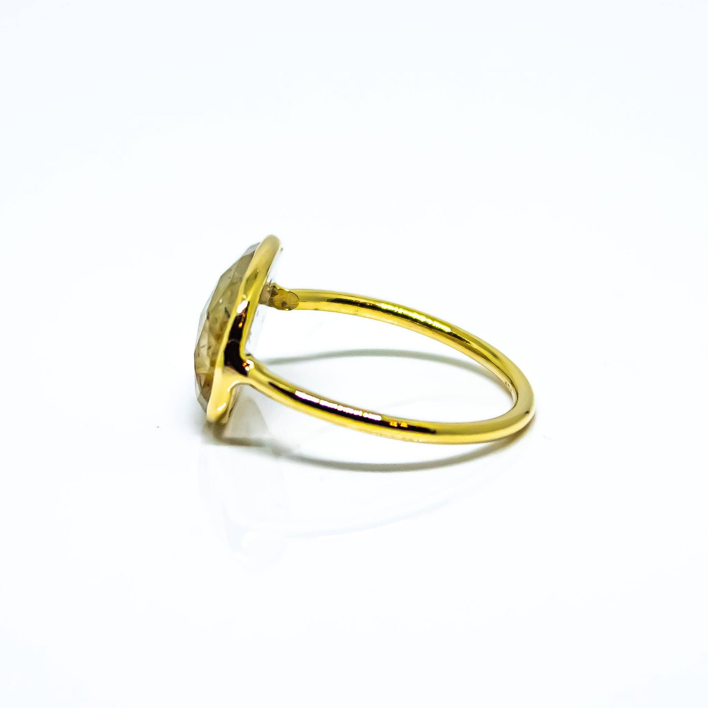 Golden Rutile Abstract Ring Sterling Silver 18K Gold Micron