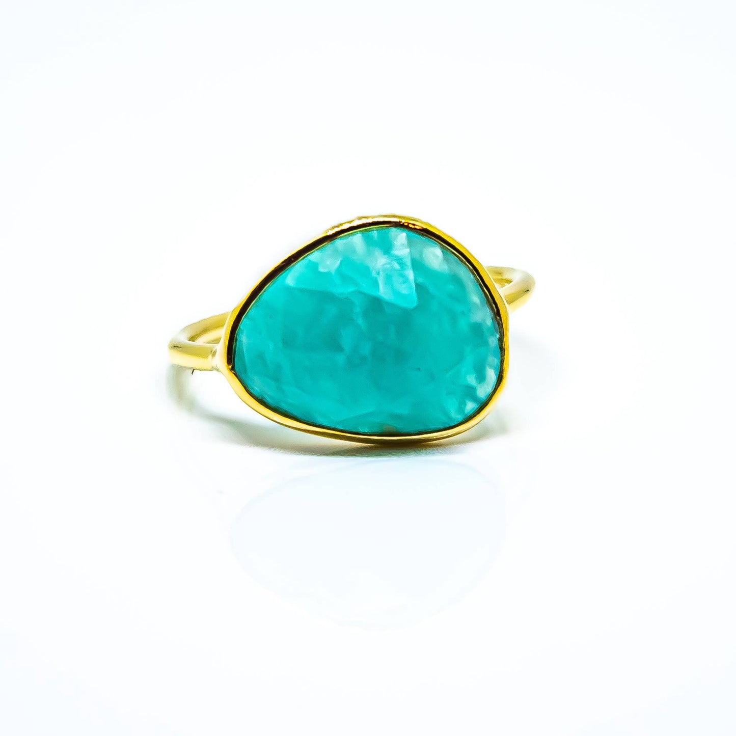 Amazonite Abstract Ring Sterling Silver 18K Gold Micron