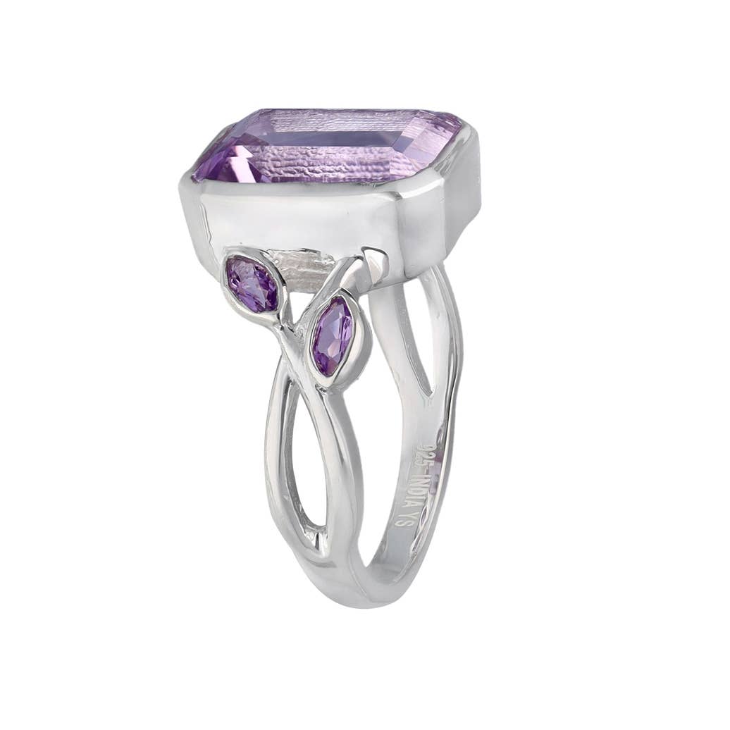 925 Sterling Silver Purple Amethyst Solitaire Ring