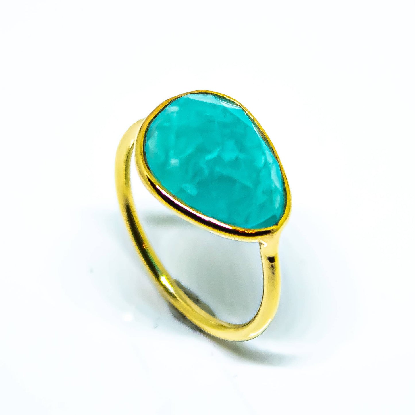Amazonite Abstract Ring Sterling Silver 18K Gold Micron