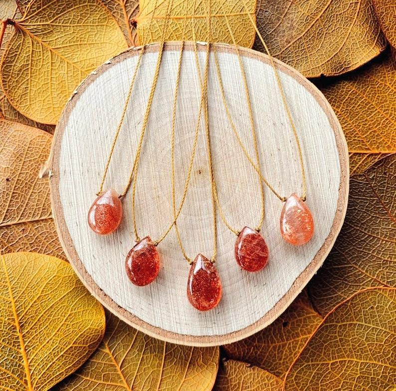 Sunstone Teardrop Necklace