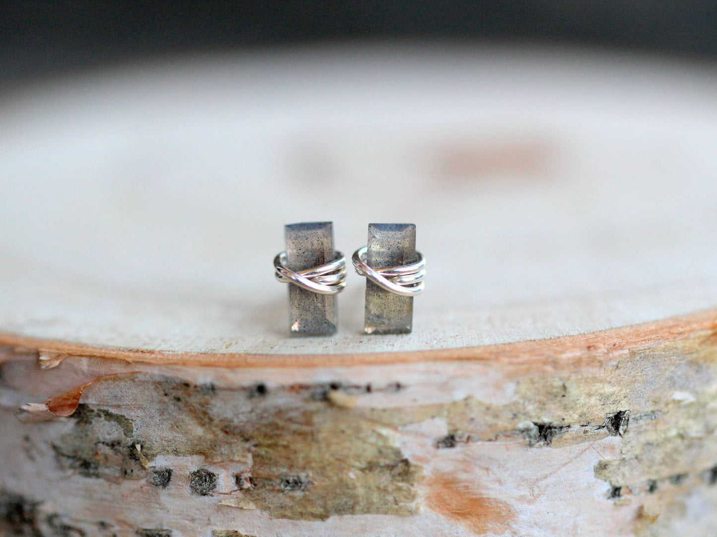 Baguette Studs - Labradorite