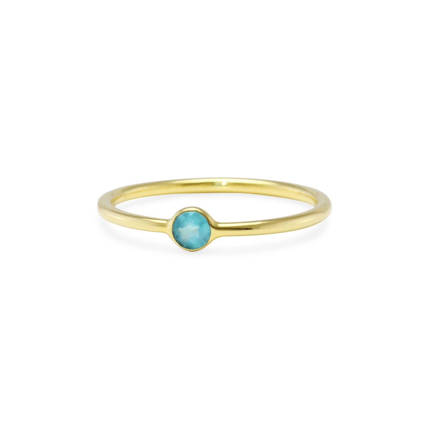 Handmade Dainty 18KT Gold Vermeil Blue Apatite Ring