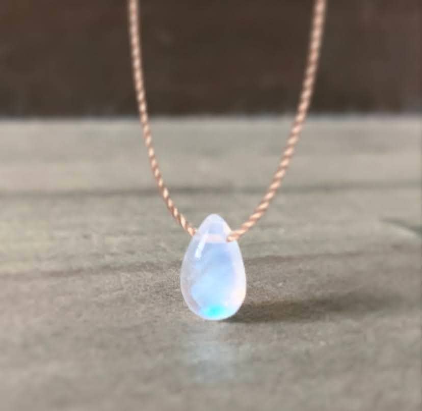 Moonstone Smooth Small Teardrop Necklace