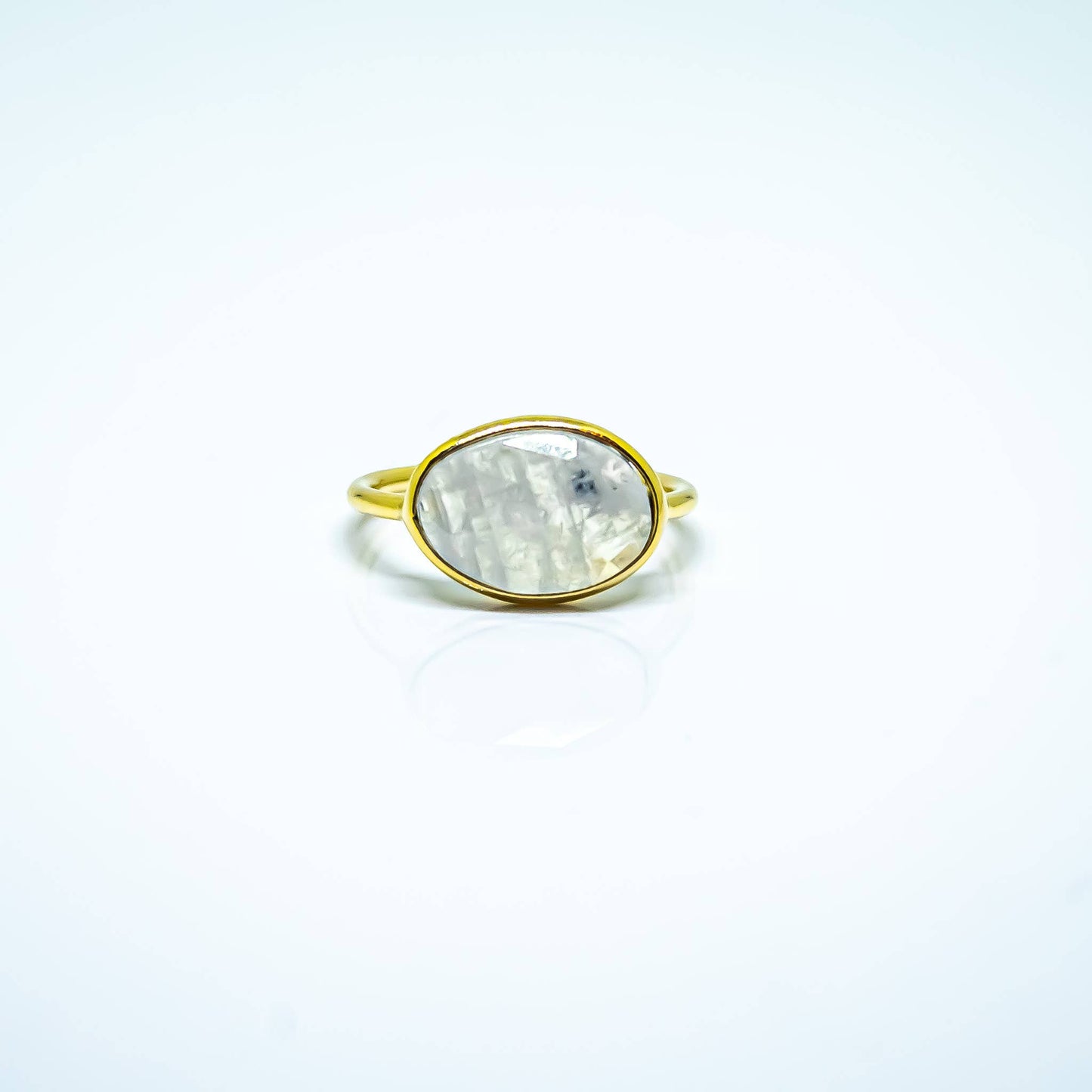 Moonstone Abstract Ring Sterling Silver 18K Gold Micron