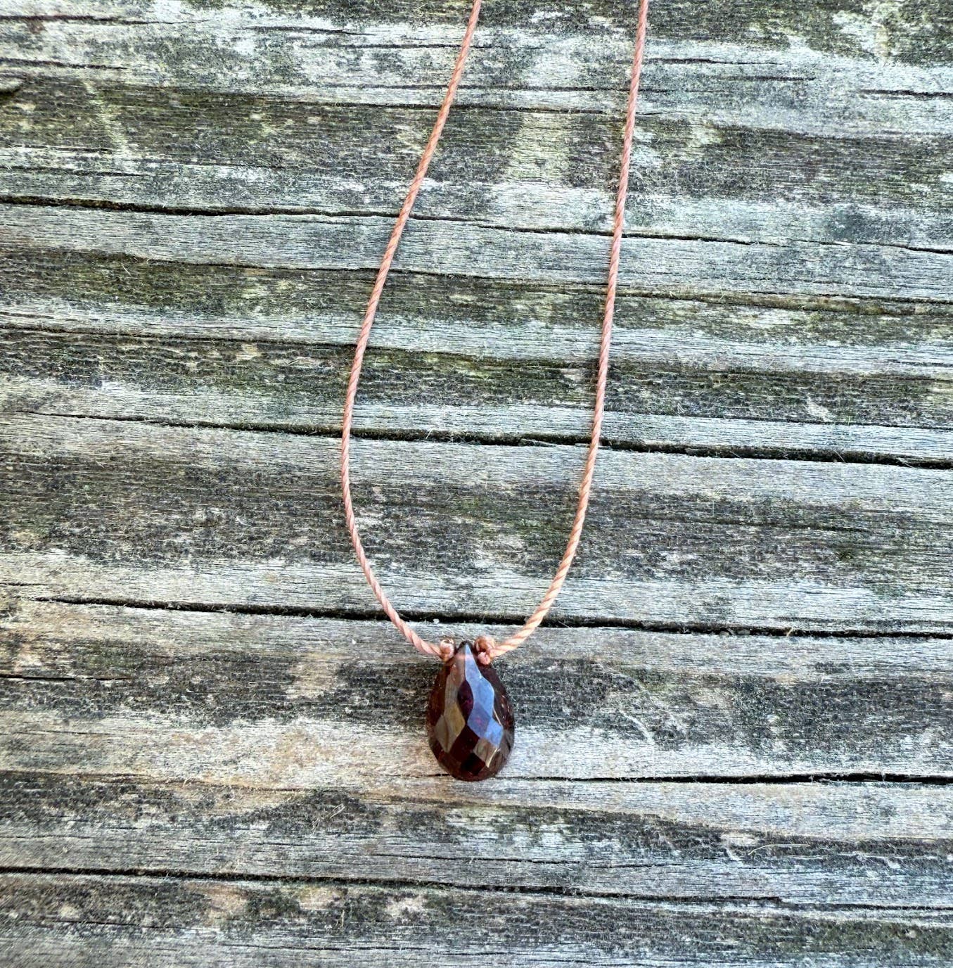 Garnet Briolette Cord Necklace