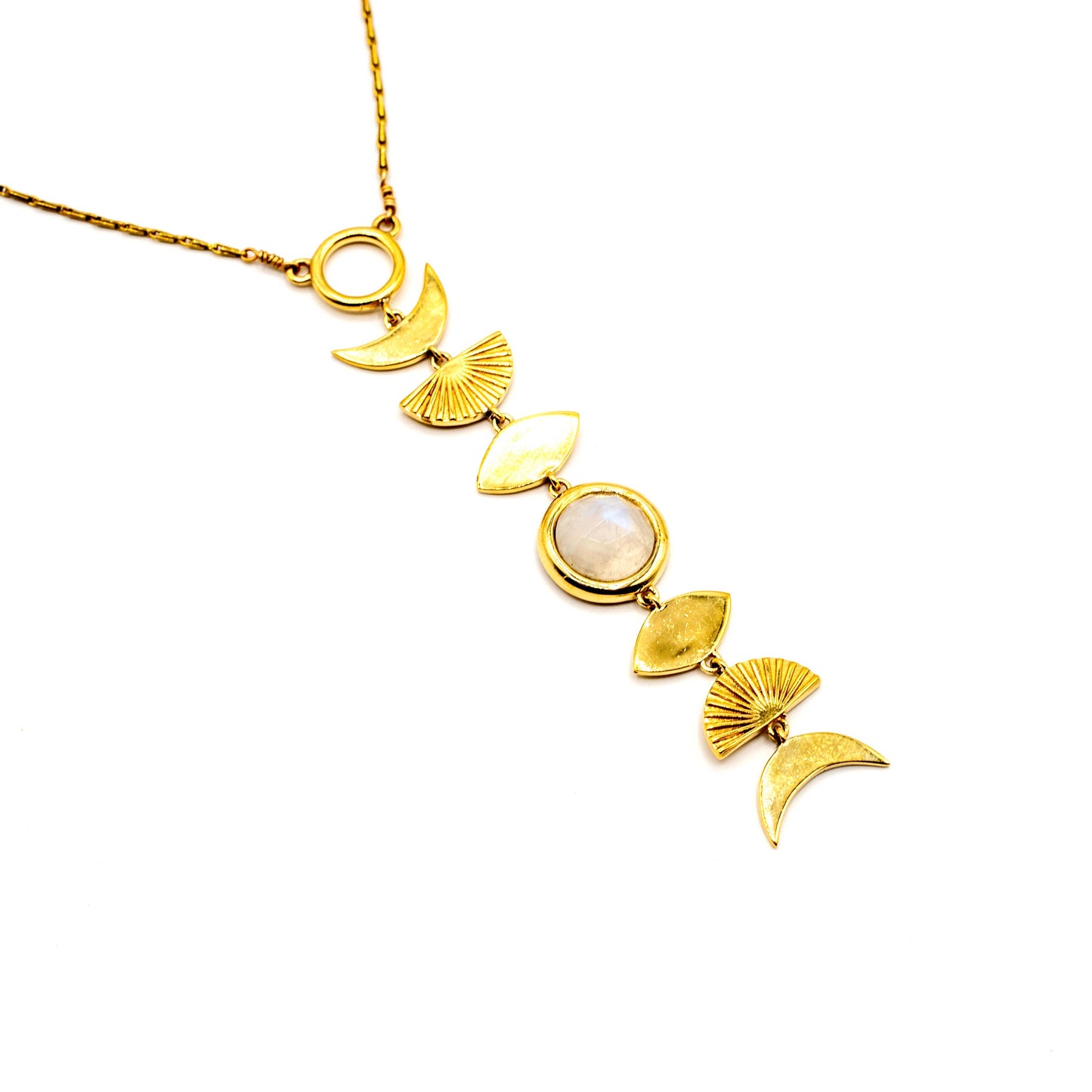 Brass Moonstone Phase Necklace 