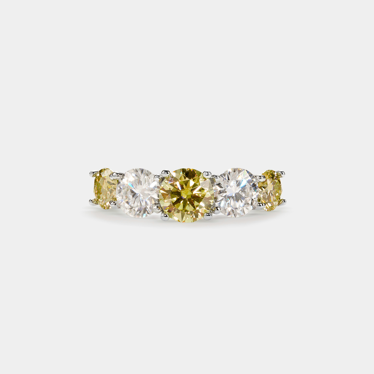 Lab Created Colored Moissanite Eternity Band in Platinum Plated O/Sterling Silver 925