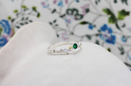 Handmade Sterling Silver Dainty Emerald Ring