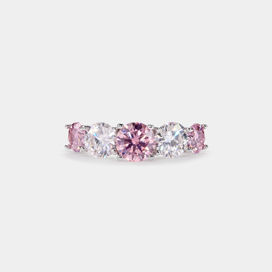 Lab Created Colored Moissanite Eternity Band in Platinum Plated O/Sterling Silver 925