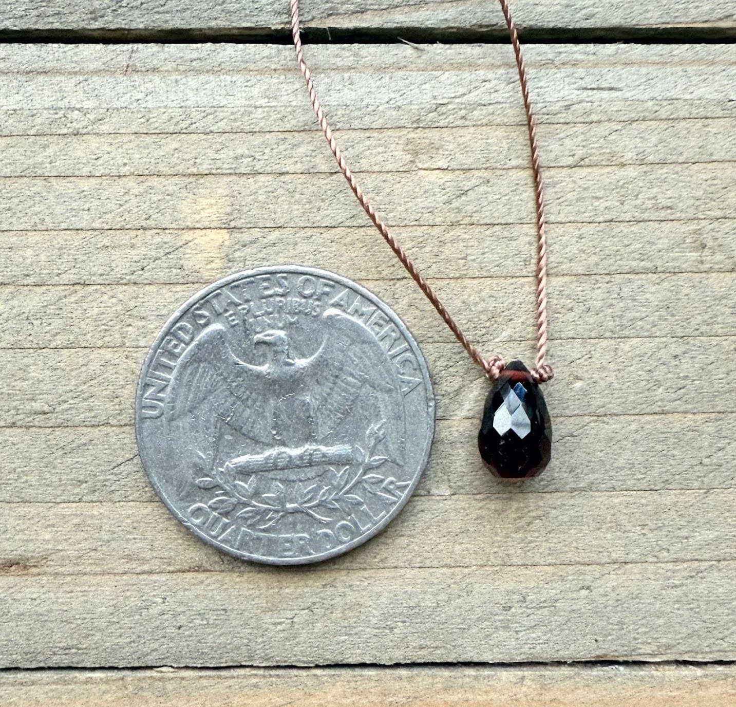 Garnet Briolette Cord Necklace