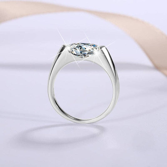 Lab Created Marquise Moissanite East/West Ring in 925 Sterling Silver
