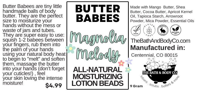 MAGNOLIA MELODY BODY BUTTER  handmade natural lotion beads