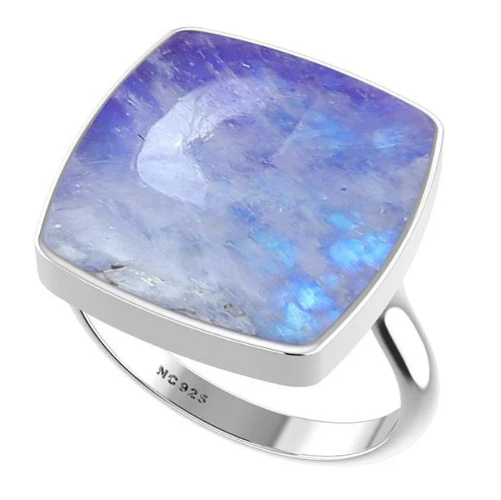 Purple Moonstone Pillow Cut Ring