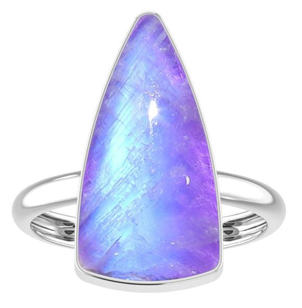 Purple Moonstone Geometric Ring