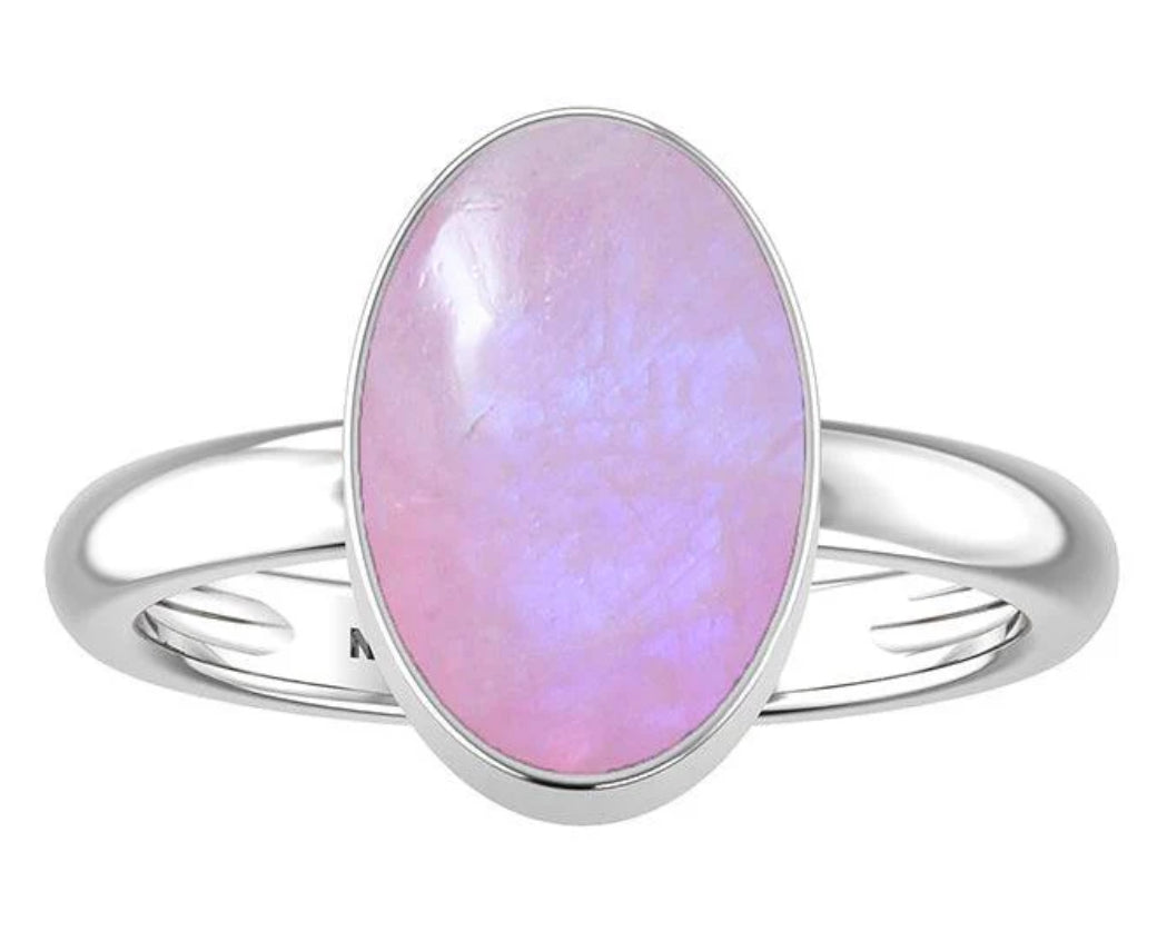 Oval Pink Moonstone Ring