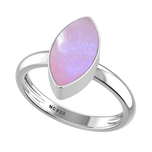 Marquis Cut Pink Moonstone Ring